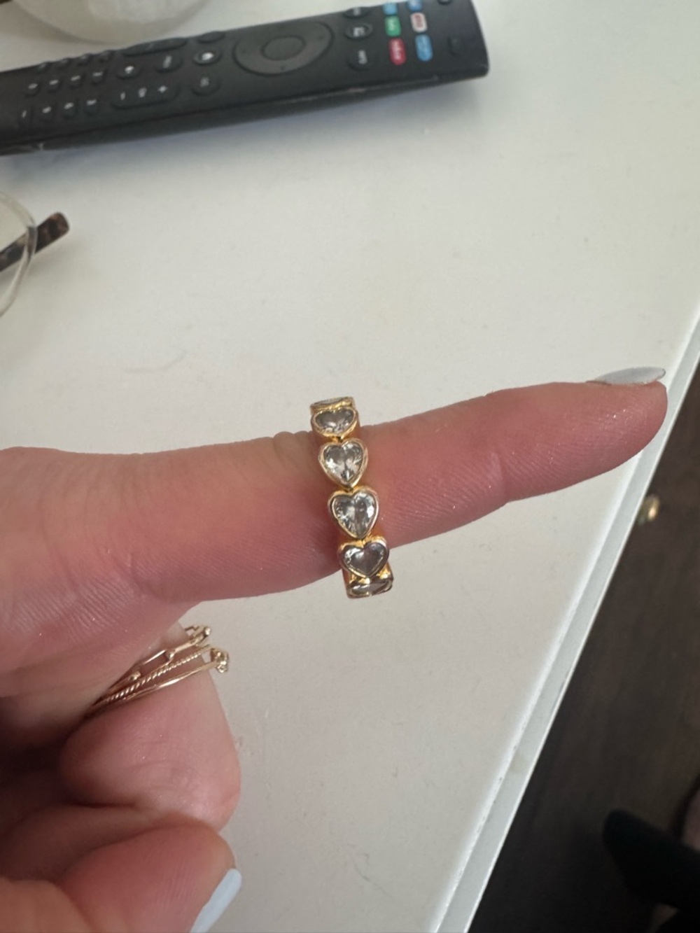 Gold Heart Crystal Eternity Ring - Women Jewelry - Picture 4 of 4